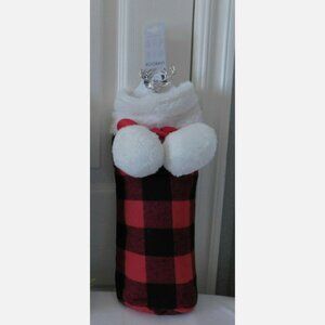 MIXIT Christmas Buffalo Plaid Wine Bottle Bag Stocking with Stopper NWT